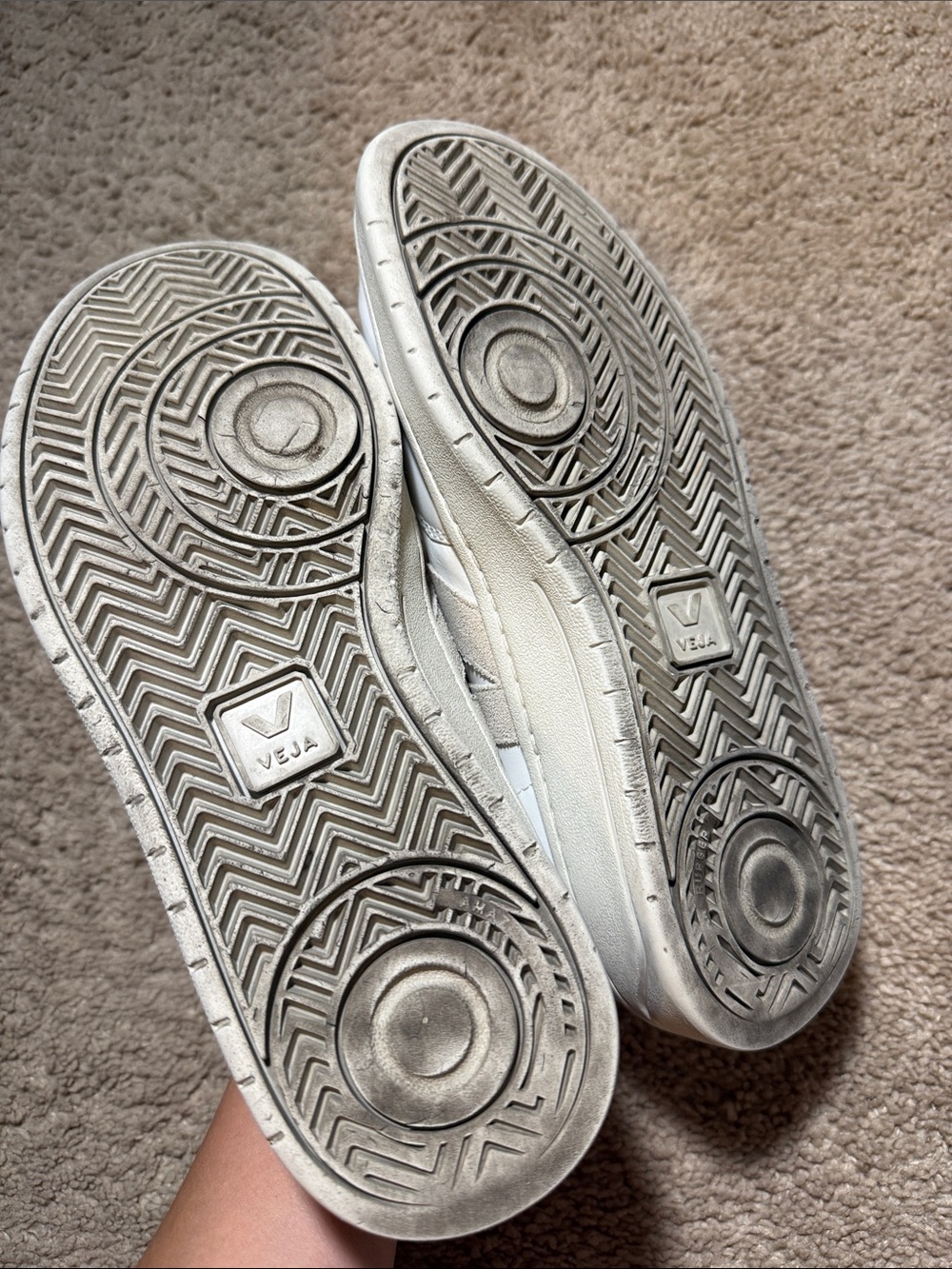 Veja White Leather Sneakers with Light Gray V Accent - Picture 3 of 6